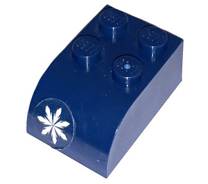 LEGO Dark Blue Slope Brick 2 x 3 with Curved Top with Snowflake pattern Sticker (6215)