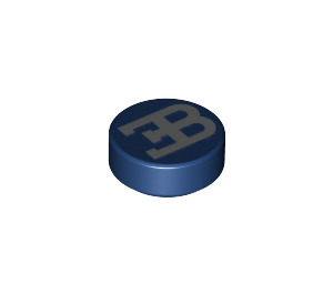 LEGO Donkerblauw Tegel 1 x 1 Ronde met Bugatti logo (37615 / 98138)