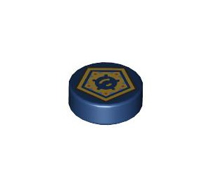 LEGO Bleu Foncé Tuile 1 x 1 Rond avec Gold Pentagon (35380 / 104777)