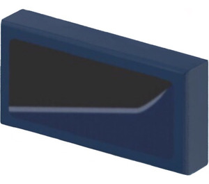 LEGO Dark Blue Tile 1 x 2 with Black Shape (Left) Sticker with Groove (3069)