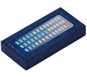 LEGO Bleu foncé Tuile 1 x 2 avec Control Panneau & Buttons Autocollant avec rainure (3069)