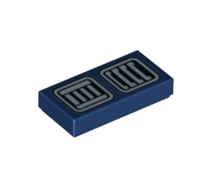 LEGO Dark Blue Tile 1 x 2 with Gray Vents with Groove (3069 / 31473)