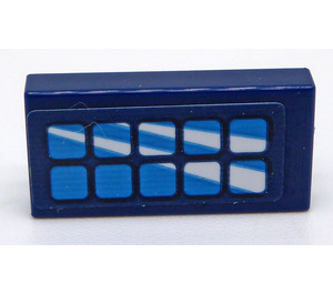 LEGO Dark Blue Tile 1 x 2 with Solar Panel Sticker with Groove (3069)