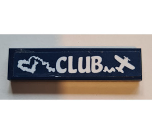 LEGO Bleu foncé Tuile 1 x 4 avec 'CLUB' Autocollant (2431)