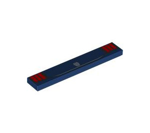 LEGO Dark Blue Tile 1 x 6 with Red Tail Lights and Mustang Dark Horse Badge (6636 / 106718)
