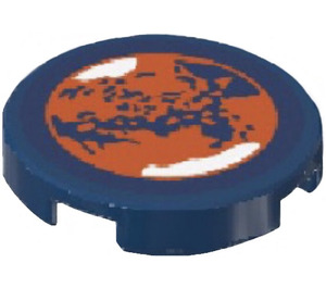 LEGO Dark Blue Tile 2 x 2 Round with Orange Planet Sticker with Bottom Stud Holder (14769)