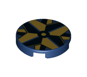 LEGO Dark Blue Tile 2 x 2 Round with Wind Rose Center with Bottom Stud Holder (1689 / 14769)