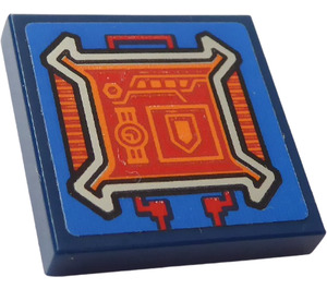 LEGO Dark Blue Tile 2 x 2 with Control Panel Sticker with Groove (3068)