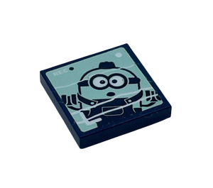 LEGO Donkerblauw Tegel 2 x 2 met Minion Bob Sticker met groef