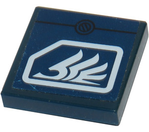 LEGO Dark Blue Tile 2 x 2 with Quad Wing Sticker with Groove (3068)