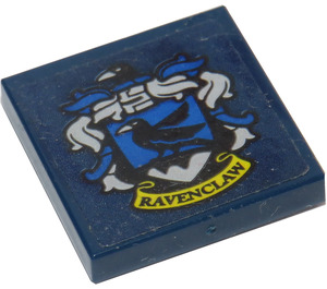 LEGO Donkerblauw Tegel 2 x 2 met Ravenclaw Crest Sticker met groef (3068)