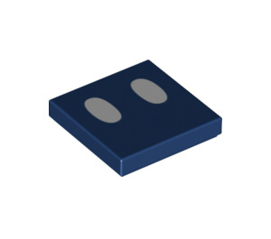 LEGO Dark Blue Tile 2 x 2 with White eyes with Groove (3068 / 68905)
