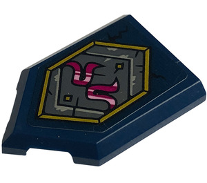 LEGO Dark Blue Tile 2 x 3 Pentagonal with Curly Symbol, Frame Sticker (22385)