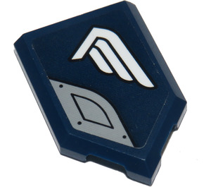 LEGO Dark Blue Tile 2 x 3 Pentagonal with White Wing and Medium Stone Grey Plate (Left) Sticker (22385)