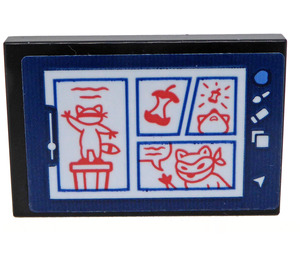 LEGO Donkerblauw Tegel 2 x 3 met Graphics Tablet Screen Sticker (26603)