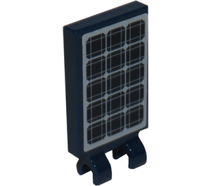 LEGO Dark Blue Tile 2 x 3 with Horizontal Clips with Solar Panel Sticker (Thick Open 'O' Clips) (30350)