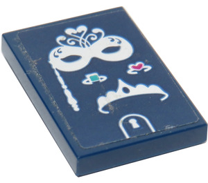 LEGO Dark Blue Tile 2 x 3 with Mask, Rings and Tiara Sticker (26603)