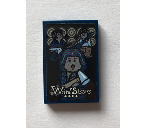LEGO Dark Blue Tile 2 x 3 with Weird Sisters Poster Sticker (26603)