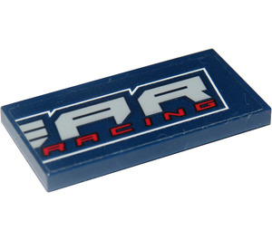 LEGO Dark Blue Tile 2 x 4 with 'AR' and 'RACING' Sticker (87079)