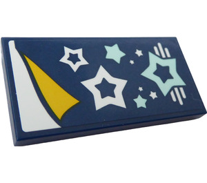LEGO Dark Blue Tile 2 x 4 with Coverlet with Stars Sticker (87079)