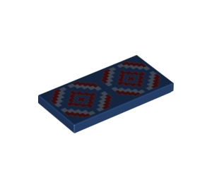 LEGO Dark Blue Tile 2 x 4 with Diamond Rug Pattern (78503 / 87079)