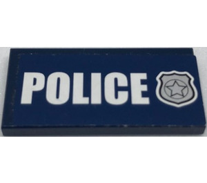 LEGO Dark Blue Tile 2 x 4 with POLICE and badge Sticker (87079)