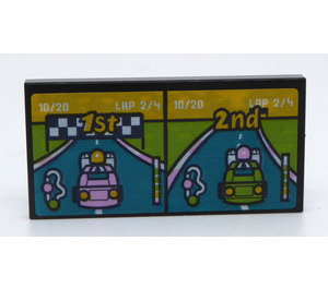 LEGO Dark Blue Tile 2 x 4 with Video Game Screen Sticker (87079)