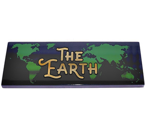LEGO Dunkelblau Fliese 2 x 6 mit Global Map „THE EARTH“ (69729 / 100686)