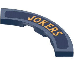 LEGO Dark Blue Tile 4 x 4 Curved Corner with Cutouts with ‘JOKERS’ Sticker (1939)