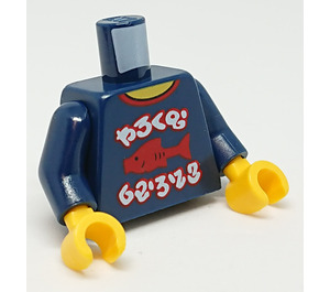 LEGO Dark Blue Torso Shirt with Red Fish and Ninjago Characters Design (973 / 76382)