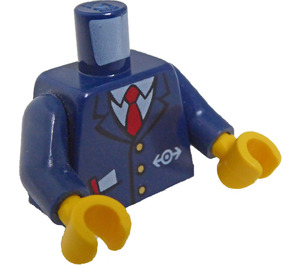 LEGO Donkerblauw Torso met Jasje, Wit Shirt, Rood Tie, en Transportation logo (973 / 76382)