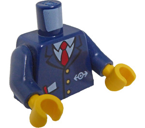 LEGO Dark Blue Torso with Jacket, White Shirt, Red Tie, and Transportation Logo (973 / 76382)
