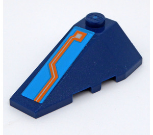 LEGO Bleu foncé Coin 2 x 4 Tripler La gauche avec Orange et Argent Circuitry Autocollant (43710)