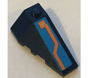 LEGO Donkerblauw Wig 2 x 4 Drievoudig Rechts met Oranje en Zilver Circuitry Sticker (43711)