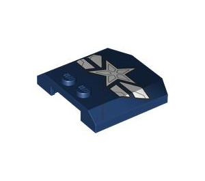 LEGO Dark Blue Wedge 4 x 4 Curved with Captain America Star (45677)