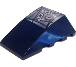 LEGO Dark Blue Wedge 4 x 4 Triple Curved without Studs with Alpha Team Lightning Logo Sticker (47753)