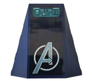 LEGO Dark Blue Wedge 4 x 4 Triple Curved without Studs with Avengers Logo and Control Panel Sticker (47753)