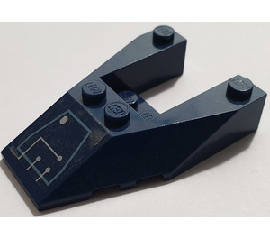 LEGO Dark Blue Wedge 6 x 4 Cutout with Silver Circuitry (Right) Sticker with Stud Notches (6153)