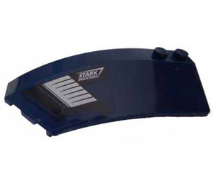 LEGO Dark Blue Wedge Curved 3 x 8 x 2 Left with STARK Industrie and Silver Vent Sticker (41750)