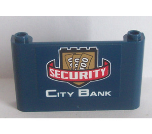 LEGO Bleu foncé Pare-brise 1 x 6 x 3 avec City Bank Security logo Autocollant (64453)