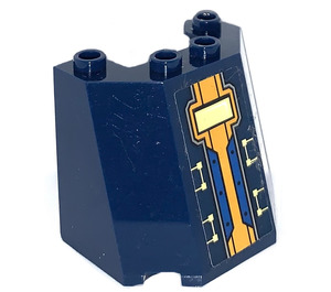 LEGO Donkerblauw Voorruit 3 x 4 x 3 met Oranje Circuitry Sticker (35193)