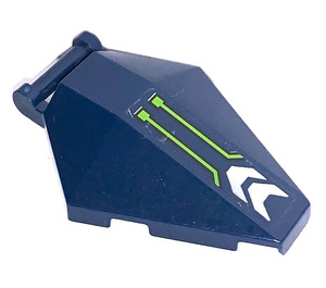 LEGO Dark Blue Windscreen 4 x 5 with Handle with Lime Stripes and White Decoration Sticker (27262)