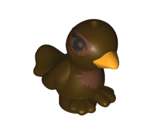 LEGO Marron Foncé Oiseau avec Feet Seperate avec Orange Le bec (25506)