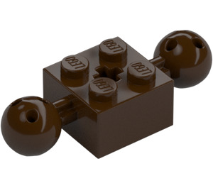 LEGO Mørk brun Kloss 2 x 2 med To Ball Joints med hull i kule og akselhull (17114)