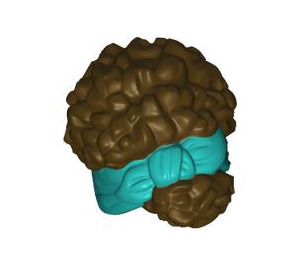 LEGO Dark Brown Coiled Hair with Turquoise Bow (79984)