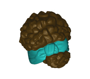 LEGO Marron foncé Coiled Cheveux avec Turquoise Bow (79984)