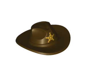 LEGO Dark Brown Cowboy Hat with Wide Brim with Sheriff star Badge (13565 / 19334)