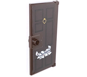 LEGO Dark Brown Door 1 x 4 x 6 with Stud Handle with Overfilled Mail Slot Sticker (35290)