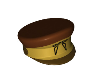 LEGO Mørk brun Hatt med rand med Gold Naboo Trim (12895 / 18283)