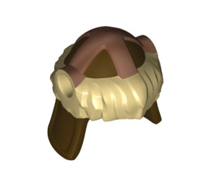 LEGO Dark Brown Hun Warrior Helmet with Tan Fur and Copper Bands (17353 / 18142)